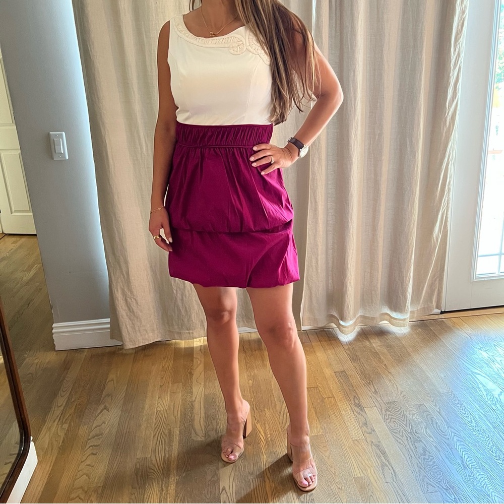 New Women’s Max and Cleo Jessica Cocktail Dress Cranberry Pink & Cream Satin 8